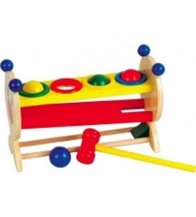 4 Renkli Top ve Ahşap Çekiç eğitici oyuncak